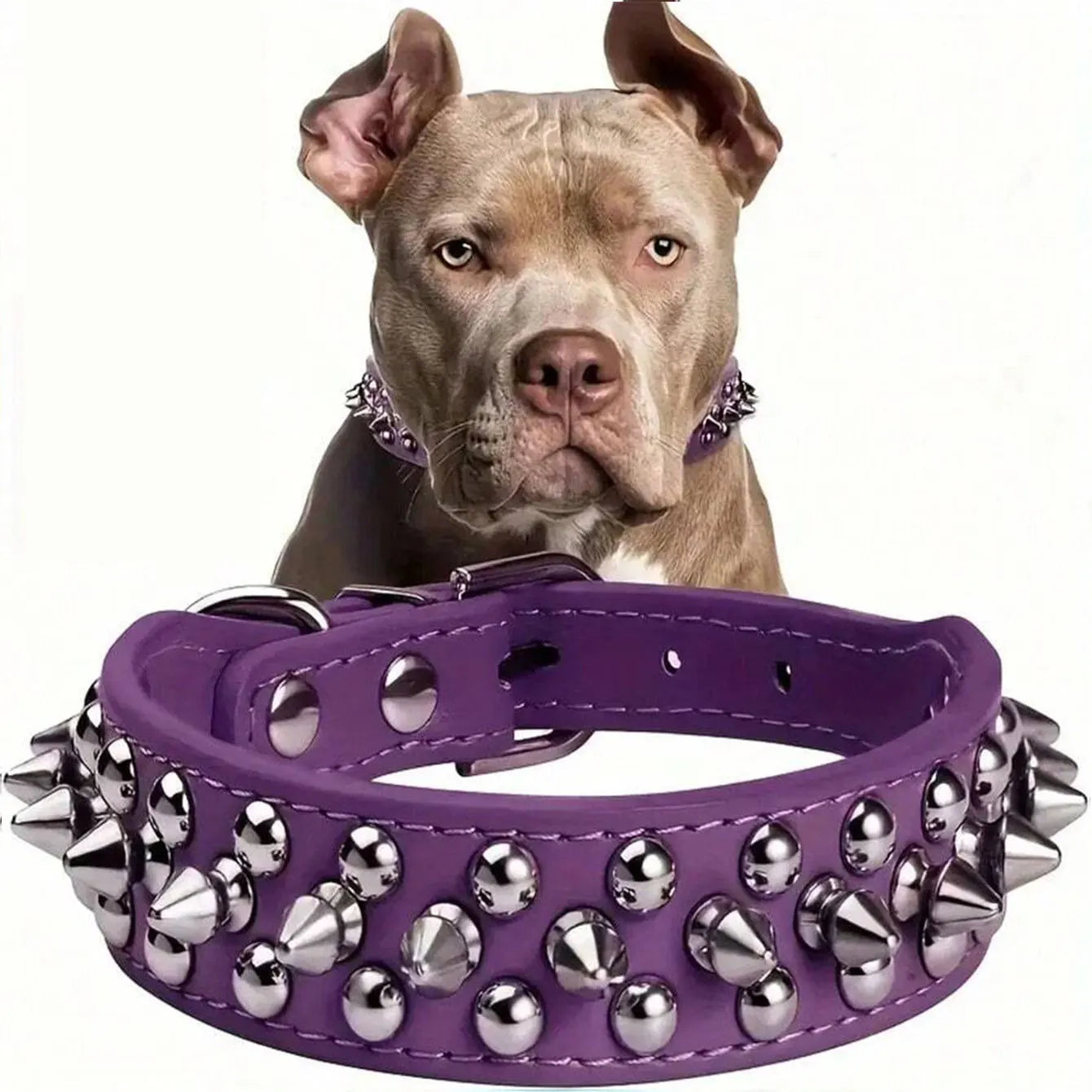 CP037--pet dog adjustable rivet collar, anti-bite neck protect collar used of durable PU leather and rust resistant metal rivet