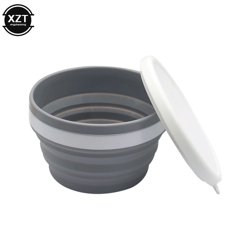 Silicone Foldable Bowl Portable Tableware Bowls Food Container Salad Dish Camping Travel Outdoor Food Bowl With Lid For Kitchen