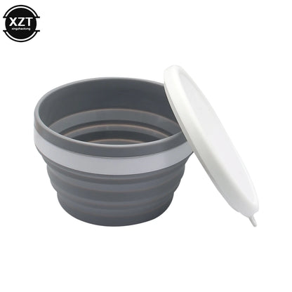 Silicone Foldable Bowl Portable Tableware Bowls Food Container Salad Dish Camping Travel Outdoor Food Bowl With Lid For Kitchen