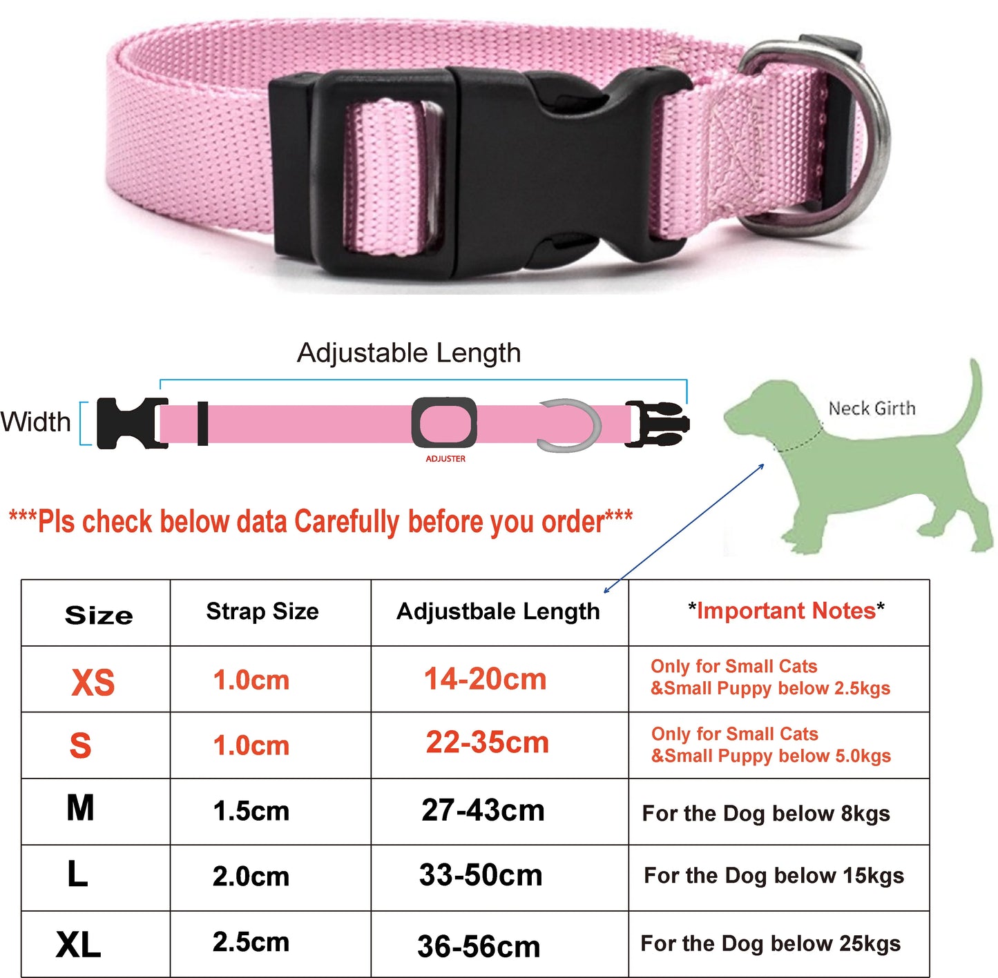 Adjustable Pet Collars Nylon Puppy Kitten Collar Strong And Durable Neck Band Suitable For Small And Medium Dogs And Cats