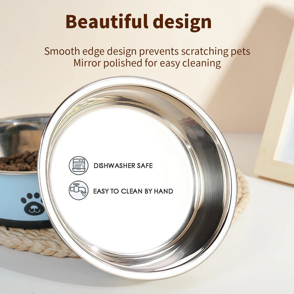 1PC Non-slip Stainless Steel Dog Food Bowl Cat Bowl Anti-tip Non-slip Pet Bowl