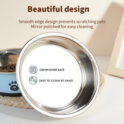 1PC Non-slip Stainless Steel Dog Food Bowl Cat Bowl Anti-tip Non-slip Pet Bowl