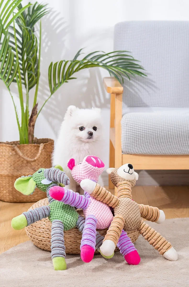Indestructible Large Dog Sound Squeaky Toys Animals Shape Pet Soft Plush Chew Molar Training Toy Puppy Bite Teeth Dental Toys