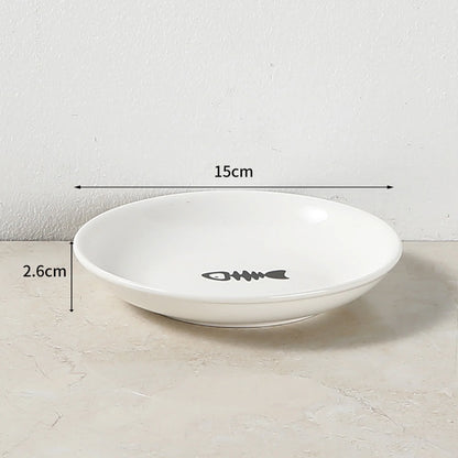 Whisker-Friendly Cat Bowl Wide Cat Wet Feeding Bowl Antitipping Ceramic Food Bowl with Stand for Kitten Puppy Food Water Feeding