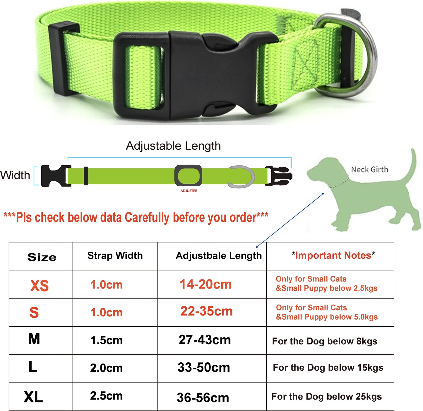Adjustable Pet Collars Nylon Puppy Kitten Collar Strong And Durable Neck Band Suitable For Small And Medium Dogs And Cats