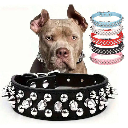 CP037--pet dog adjustable rivet collar,  anti-bite neck protect collar used of durable PU leather and rust resistant metal rivet
