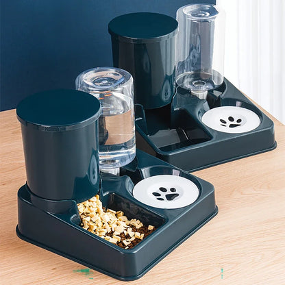 2 In 1 Automatic Cat Feeder Water Dispenser Set Tilted Automatic Pet Dog Food And Water Feeder Gravity Food Feeder and Waterer