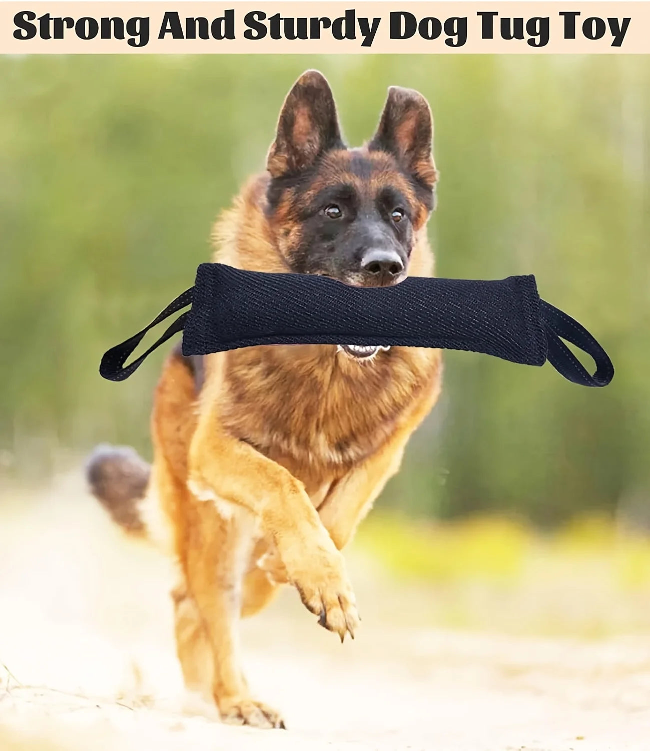 Dog Bite Tug of War Toy, a durable rally toy with 2 soft and sturdy handles,  perfect for tug of war, and puppy training