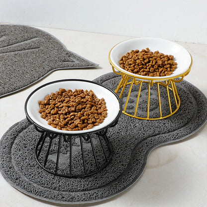 Whisker-Friendly Cat Bowl Wide Cat Wet Feeding Bowl Antitipping Ceramic Food Bowl with Stand for Kitten Puppy Food Water Feeding