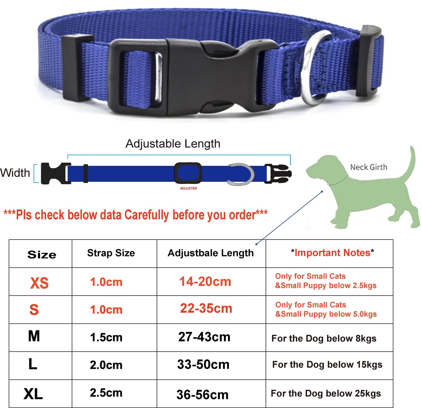 Adjustable Pet Collars Nylon Puppy Kitten Collar Strong And Durable Neck Band Suitable For Small And Medium Dogs And Cats