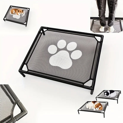 Cooling Elevated Dog Bed - Raised Dog Cot Fits, Pet Cot with Durable Supportive Mesh, Indoor & Outdoor, Black, Small Pet Bed