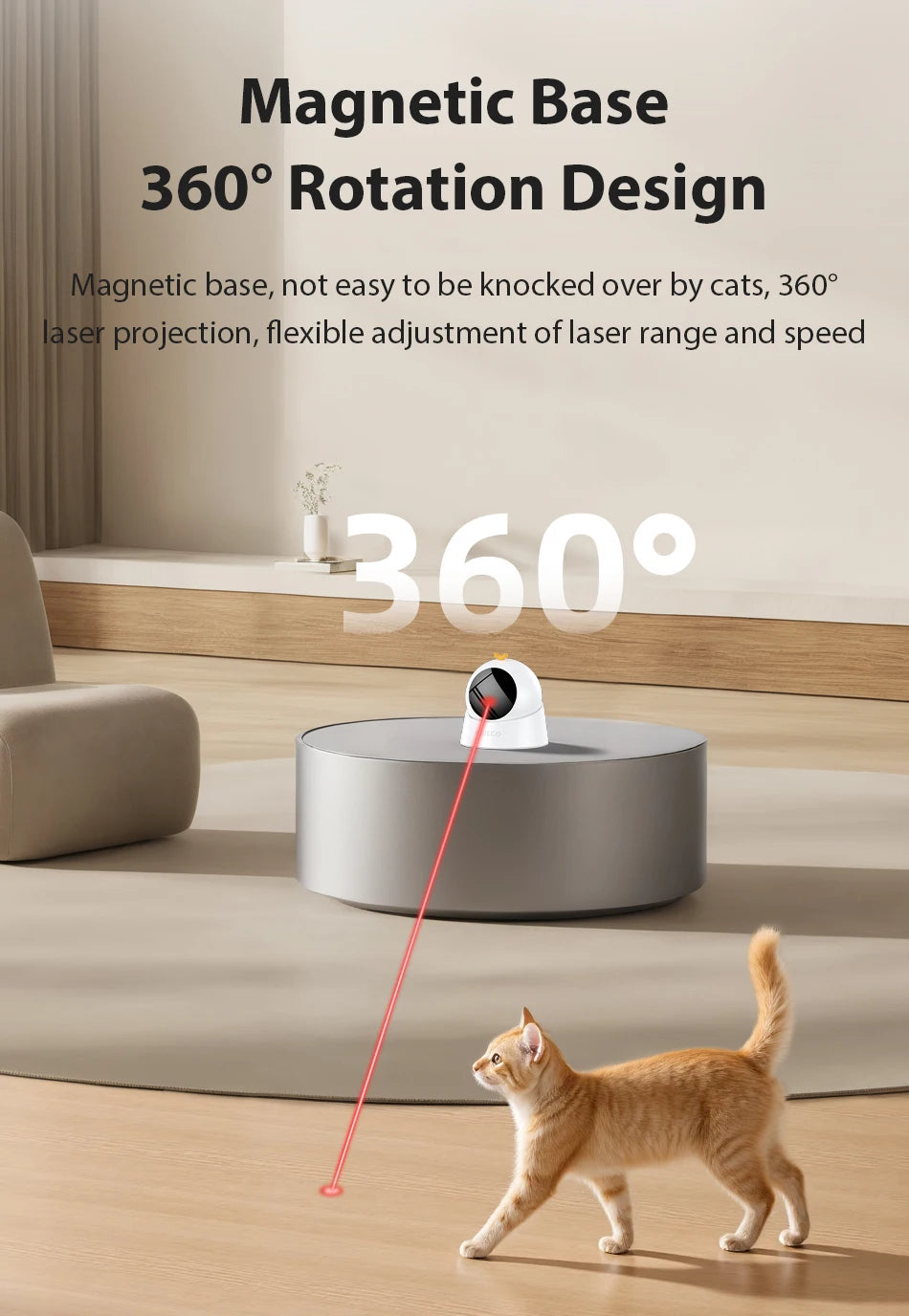 ROJECO Automatic Pet Toy Interactive Adjustable Electric Cat Laser Toy Indoor Smart Teasing Laser Cat Toy For Kitty Dog Supplies