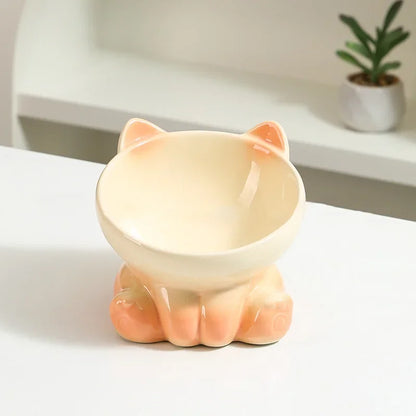 New Cute Ceramic Gradient  Cat Bowl Food Anti-tipping Drinking Protecting Cervical Vertebrae Bowl For Cats Dog Accessories