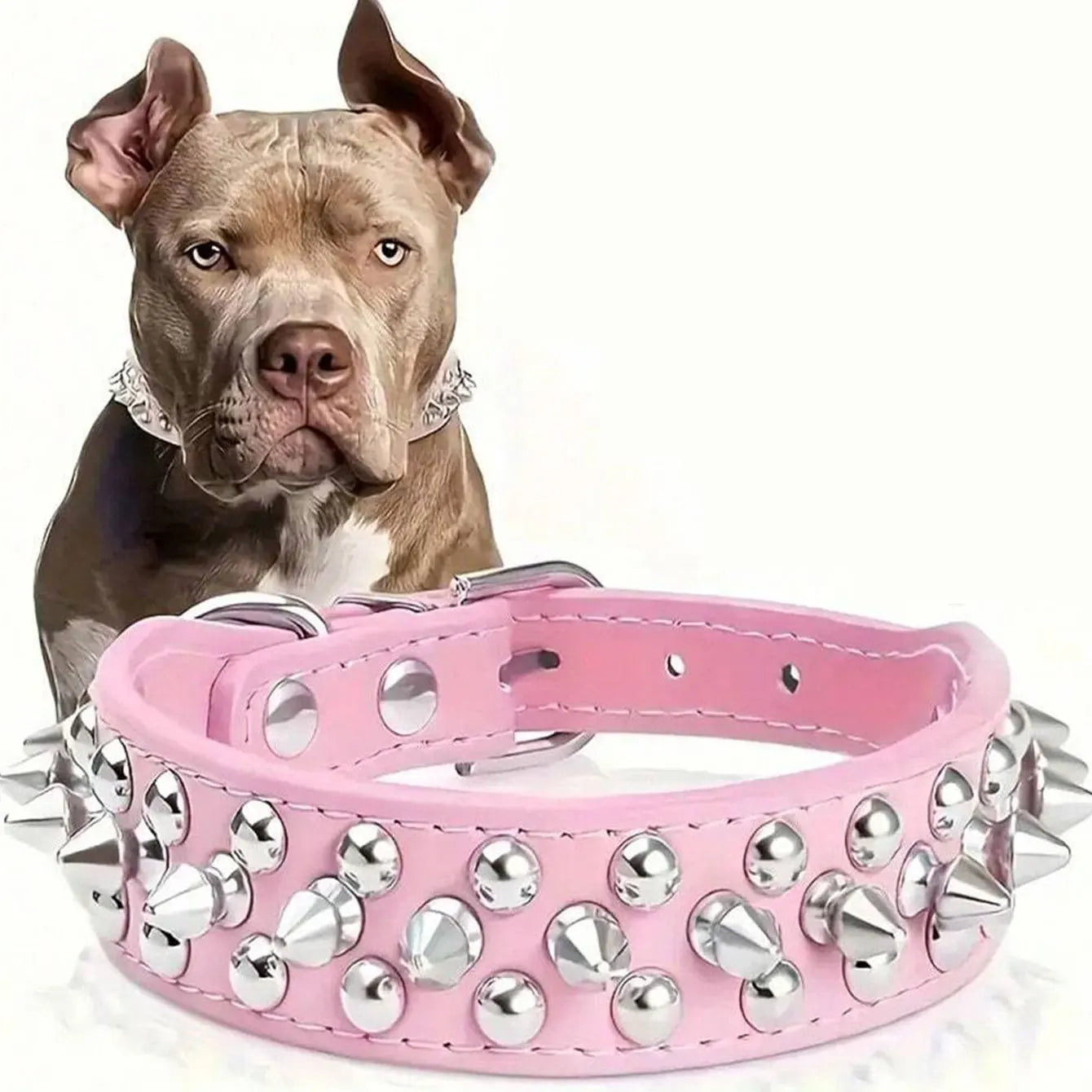 CP037--pet dog adjustable rivet collar,  anti-bite neck protect collar used of durable PU leather and rust resistant metal rivet