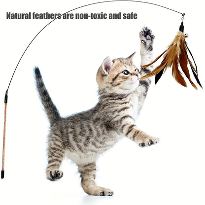 6 PCS Cat Toy Feather Replacement Cat Wand Refills Natural Bird Feathers Refill, Replacement Feathers Cat Toy for Indoor Cats