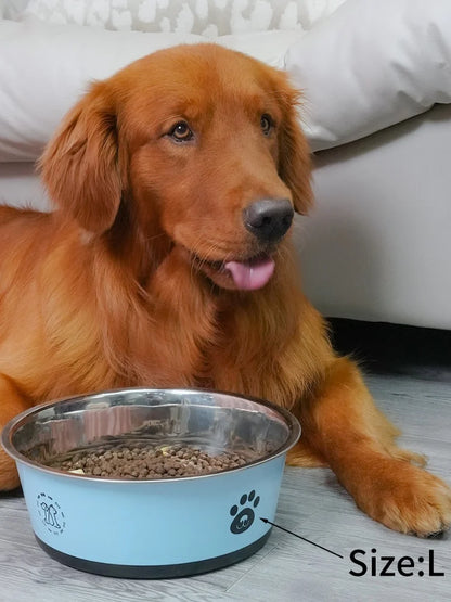 1PC Non-slip Stainless Steel Dog Food Bowl Cat Bowl Anti-tip Non-slip Pet Bowl