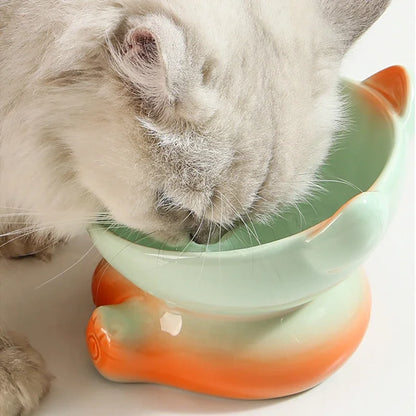 New Cute Ceramic Gradient  Cat Bowl Food Anti-tipping Drinking Protecting Cervical Vertebrae Bowl For Cats Dog Accessories