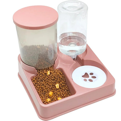 2 In 1 Automatic Cat Feeder Water Dispenser Set Tilted Automatic Pet Dog Food And Water Feeder Gravity Food Feeder and Waterer