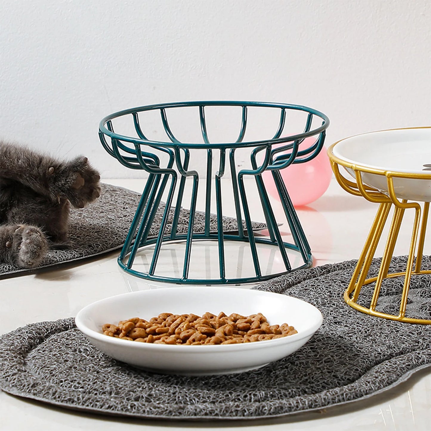 Whisker-Friendly Cat Bowl Wide Cat Wet Feeding Bowl Antitipping Ceramic Food Bowl with Stand for Kitten Puppy Food Water Feeding