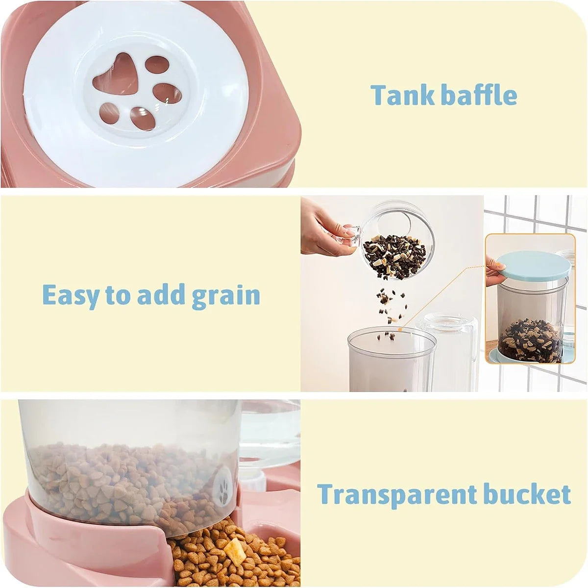 2 In 1 Automatic Cat Feeder Water Dispenser Set Tilted Automatic Pet Dog Food And Water Feeder Gravity Food Feeder and Waterer