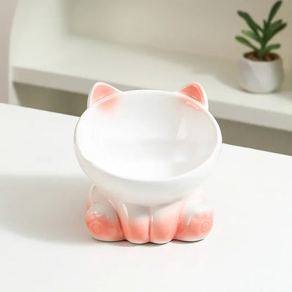 New Cute Ceramic Gradient  Cat Bowl Food Anti-tipping Drinking Protecting Cervical Vertebrae Bowl For Cats Dog Accessories