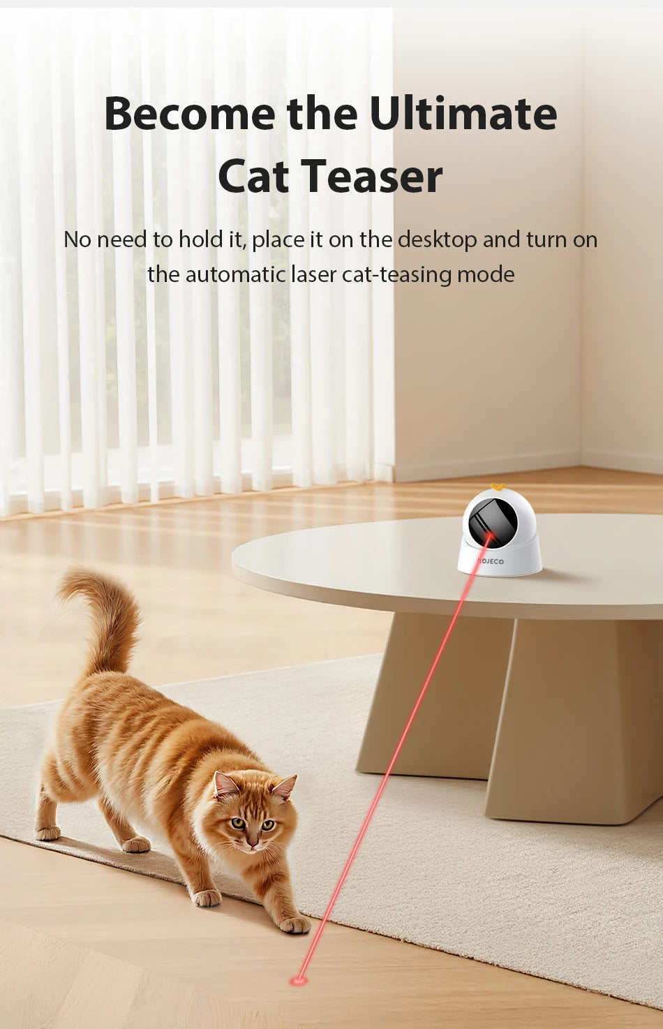 ROJECO Automatic Pet Toy Interactive Adjustable Electric Cat Laser Toy Indoor Smart Teasing Laser Cat Toy For Kitty Dog Supplies