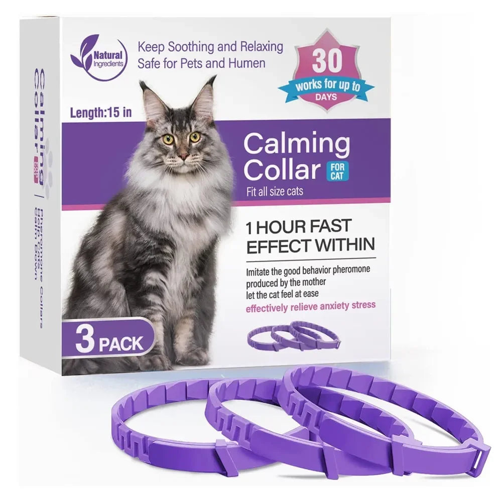 Pet Cats and Dog Flea And Tick Collar Efficient Relieve  Anxiety Calming Collars Adjustable for Small Medium Dogs and Cat 3 Pack