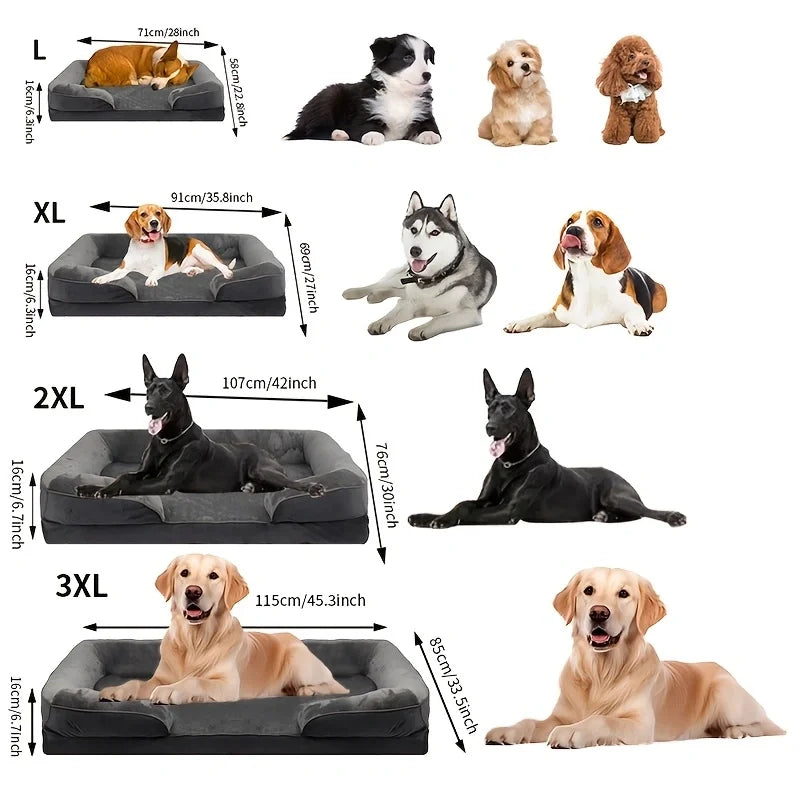 Extra large orthopedic dog bed washable sofa bed, support foam pet sofa bed, removable pet dog sofa and dog bed for all seasons