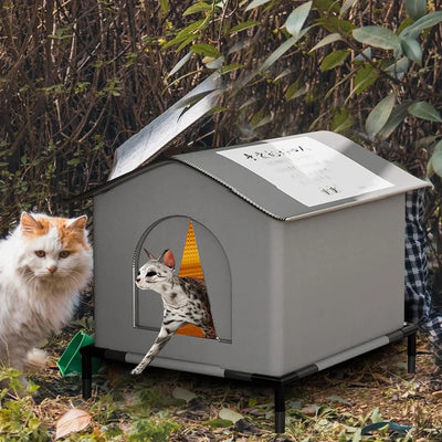 Stray Cat Houses with Mat Waterproof Winter Warm Shelter Foldable Pet Cave Nest Sleeping Beds for Outdoor Cats Small Dog Puppies